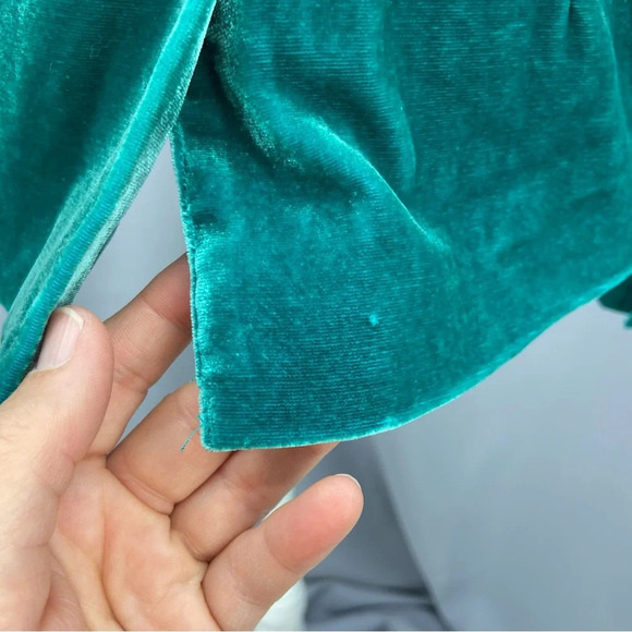For Love & Lemons Viva Emerald Silk Blend Velvet Blazer Size Small - Picture 13 of 14